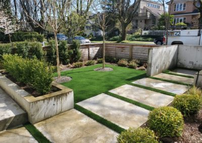 artificial grass between stepping stones