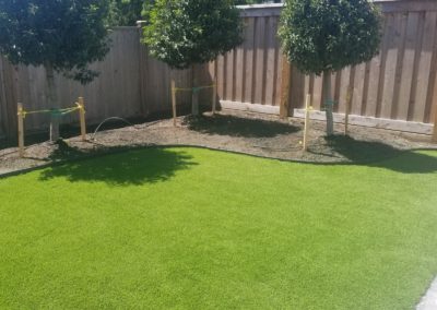 artificial grass with soil and trees