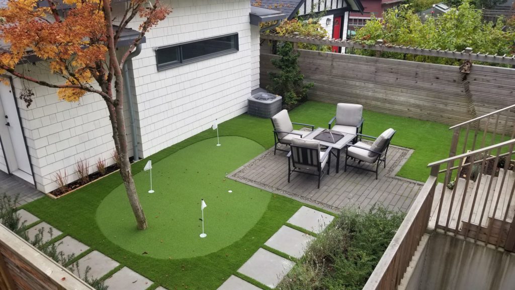 backyard putting green with artificial grass